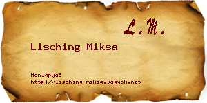 Lisching Miksa névjegykártya